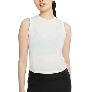 New Nike‎ Yoga Women's Dri-Fit Crochet-Trimmed Tank Sail White XXL NWT Plus